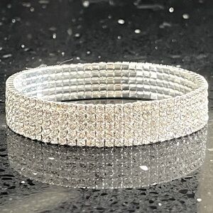 ANKLET 5 Row stretch crystal rhinestone ankle bracelet statement vintage bling